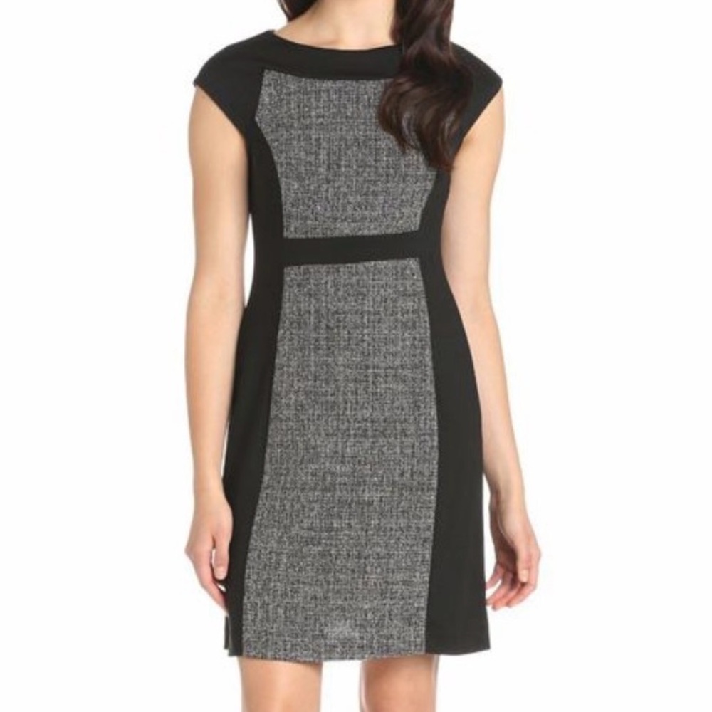 NWT Jones New York Black Gray Colorblock Sheath Midi Dress